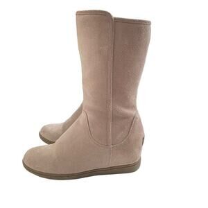Skechers Plus 3 Pulley Women's 9.5 Tan Suede Hidden Wedge Boots Faux Fur DKTP